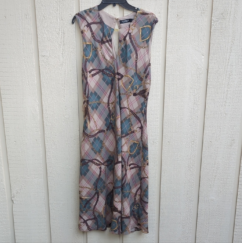 Ralph Lauren Blue and Brown Sleeveless Sundress